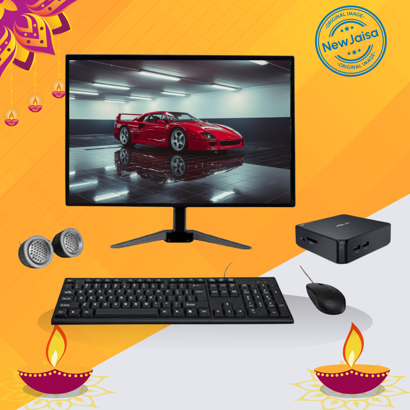 Asus Chromebox Mini PC All-in-One Desktop Computer Set | Intel i7-4th Gen | 22" HD LED Monitor | Wired KB & Mouse | Speakers | Wi-Fi | Win 10 Pro | Refurbished